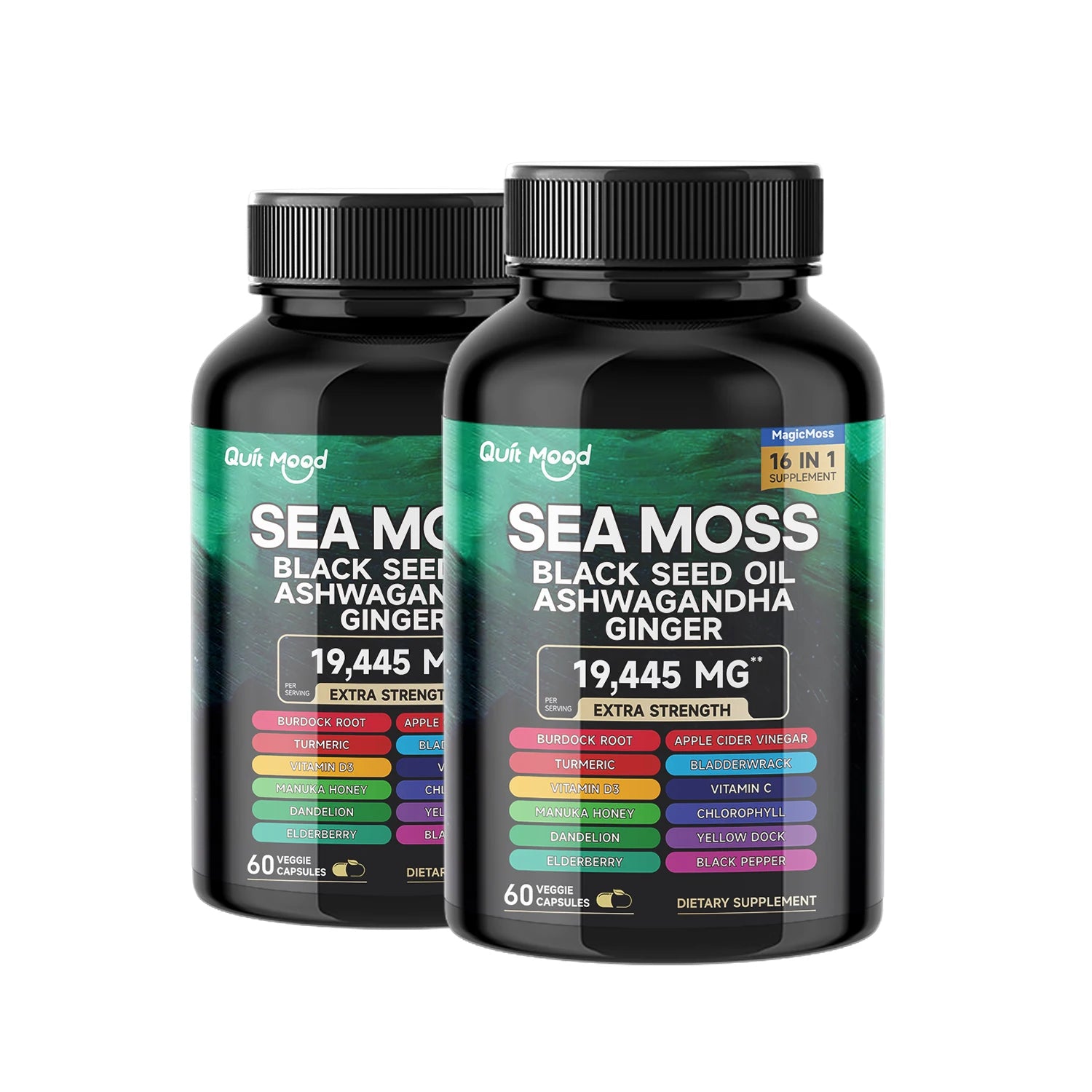 2-Pack Sea Moss & Black Seed Oil Superfood Capsules – 120ct Peaceful Pleasures Health and Wellness 2 bottles United States