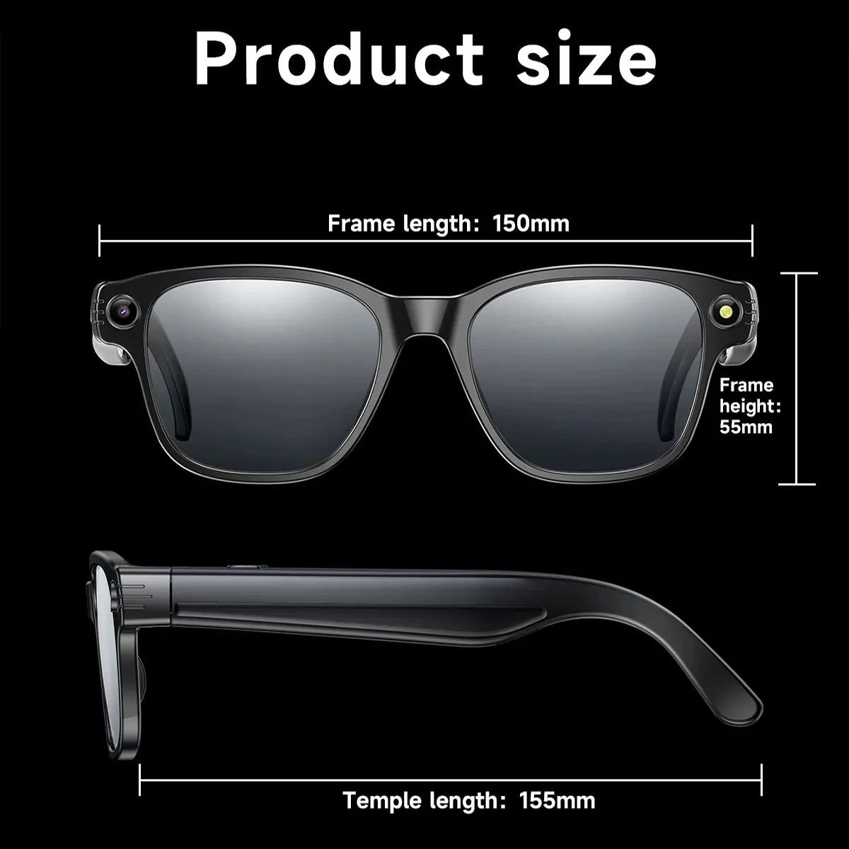 AI Smart Glasses Bluetooth Call Voice Assistant Translate Take Picture Touch Control Recording Video Waterproof Smart Sunglasses Peaceful Pleasures Health and Wellness