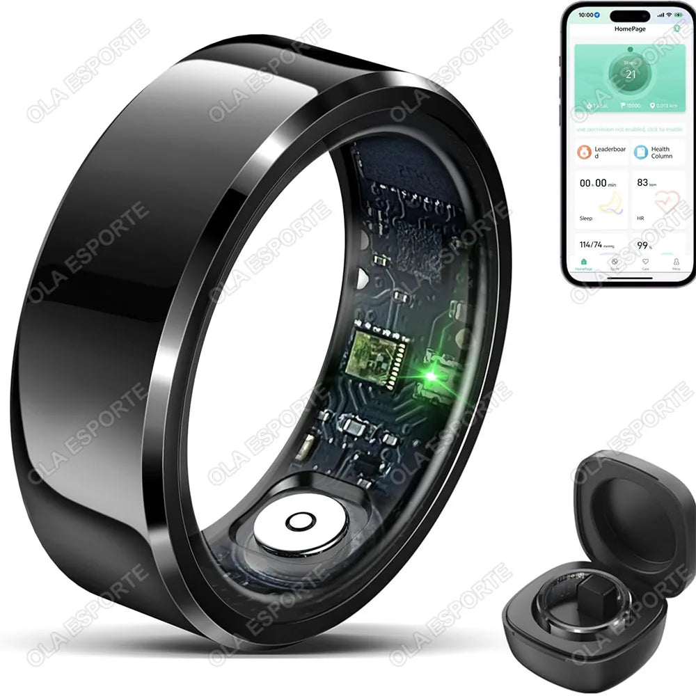 2025 New Smart Ring For Men Women, Heart Rate, Blood Pressure Monitor Smartring IP68 & 5ATM Waterproof, Multi-sport Modes Ring Peaceful Pleasures Health and Wellness Black Pro 7