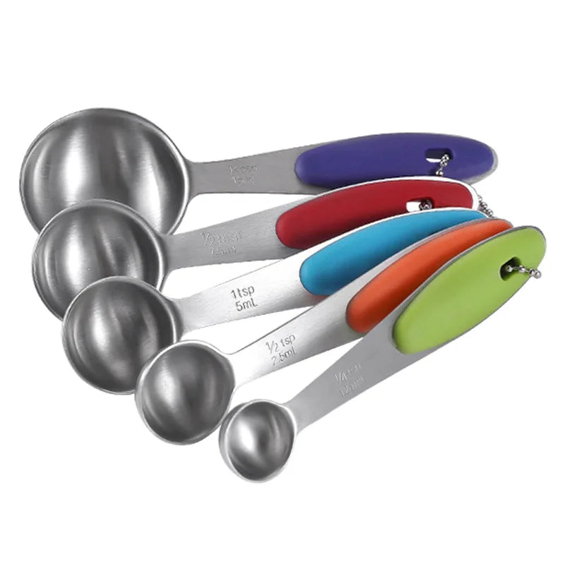 5/10Pcs Stainless Steel Measuring Cups And Spoons Set Kitchen Accessories For Baking Cake Cooking Making Measuring Kitchen Tools Peaceful Pleasures Health and Wellness 5pc