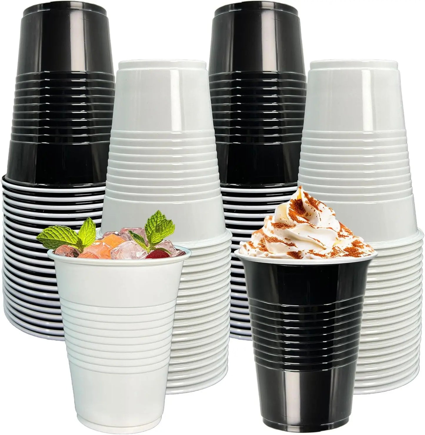 60 Pack 16 oz Plastic Party Cups Disposable Cold Drink Cups for Graduation Wedding Birthday Holiday Events Party Supplies Gift Peaceful Pleasures Health and Wellness 30Black30White 60Pcs