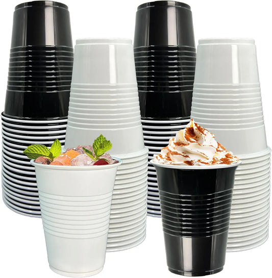 60 Pack 16 oz Plastic Party Cups Disposable Cold Drink Cups for Graduation Wedding Birthday Holiday Events Party Supplies Gift Peaceful Pleasures Health and Wellness 30Black30White 60Pcs
