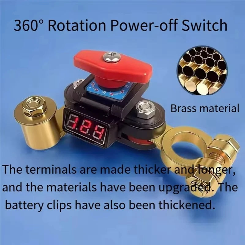 Car Battery Disconnect Switch 12-24V Rotatable | Digital Display