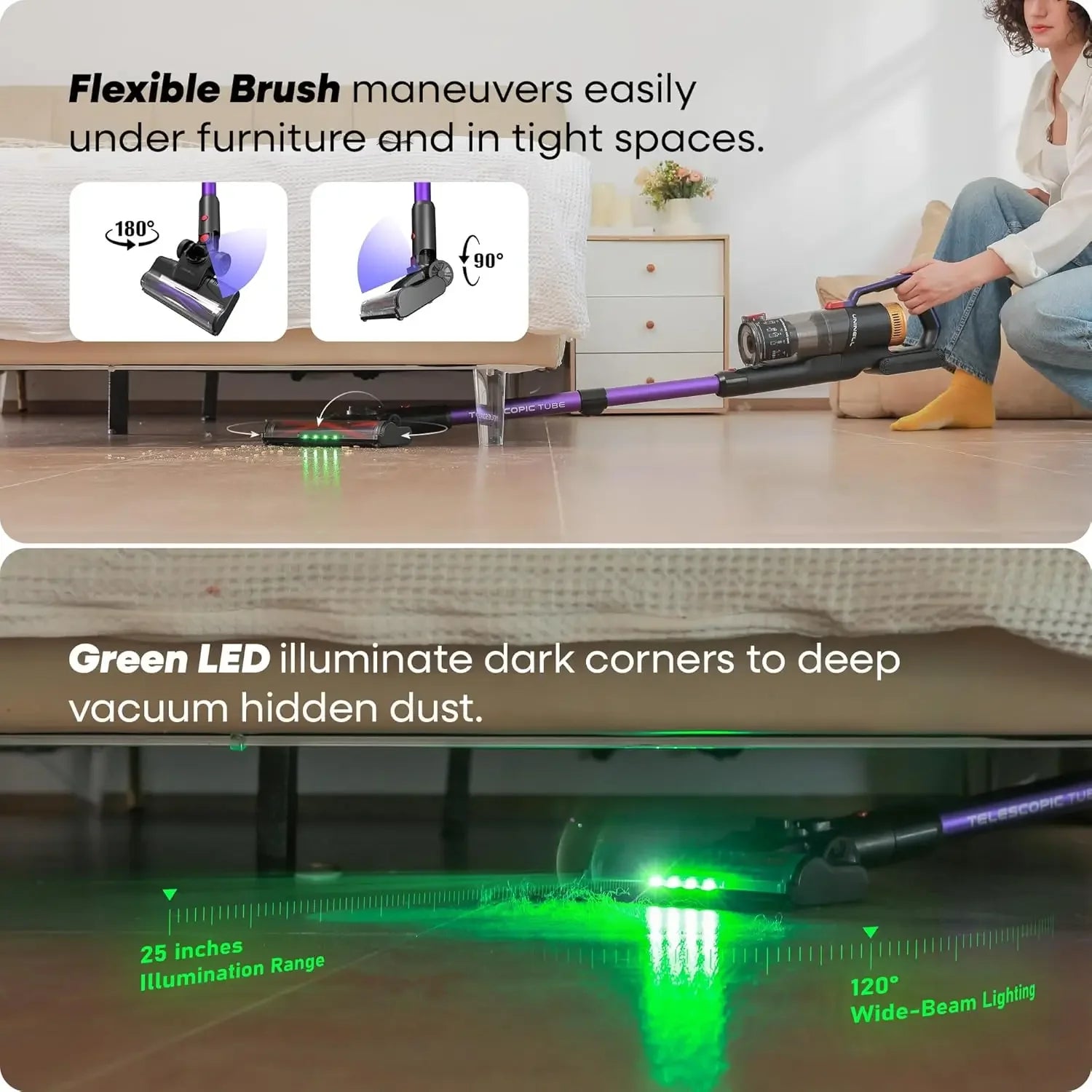 Powerful Cordless Vacuum Cleaner, 48000Pa Suction, 65-Min Runtime, Tangle-Free for Pet Hair, Lightweight & Self-Standing Peaceful Pleasures Health and Wellness