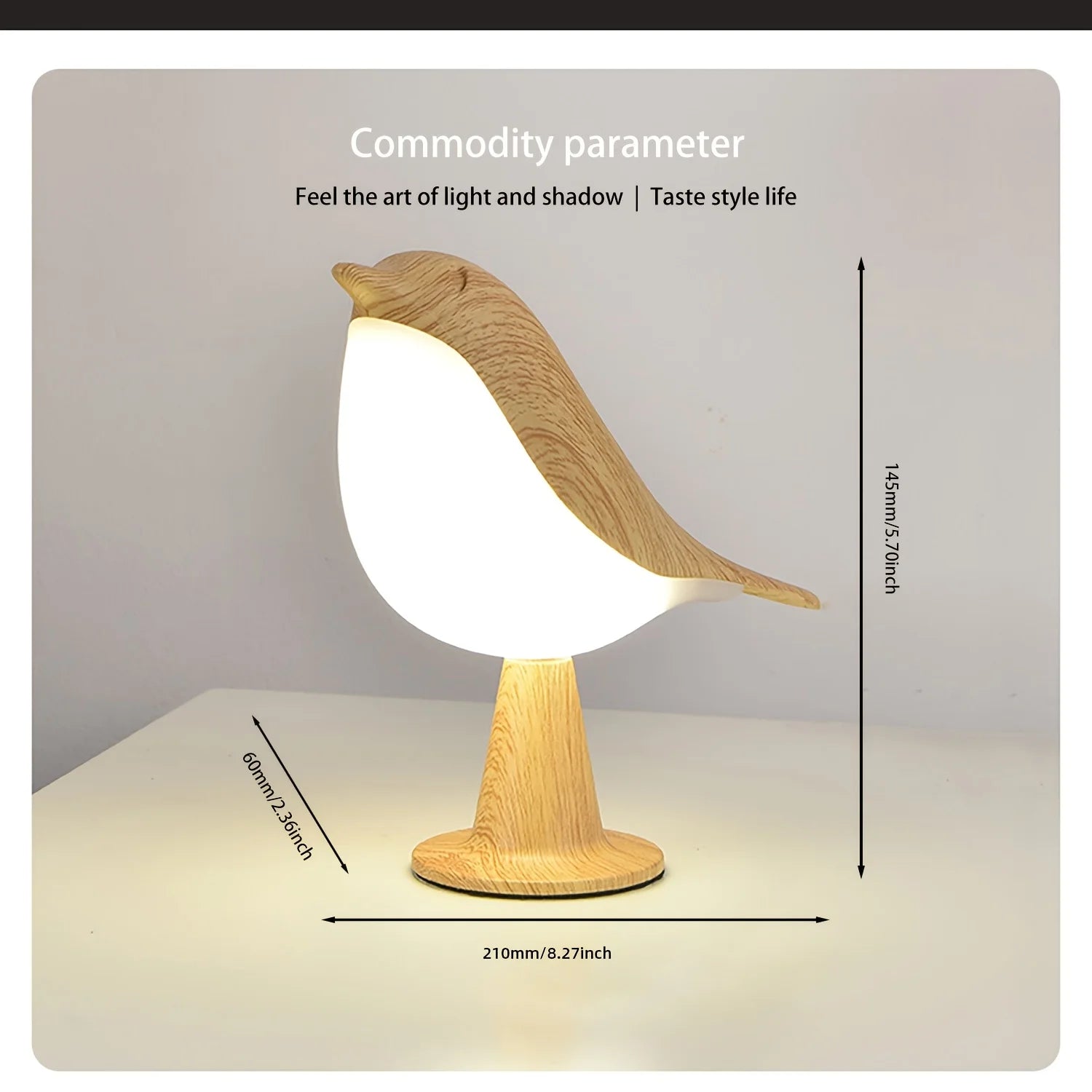 A cute LED night lamp featuring a small bird design, a three-adjustable-setting bedside lamp, an artistic, rechargeable, touch-o Peaceful Pleasures Health and Wellness