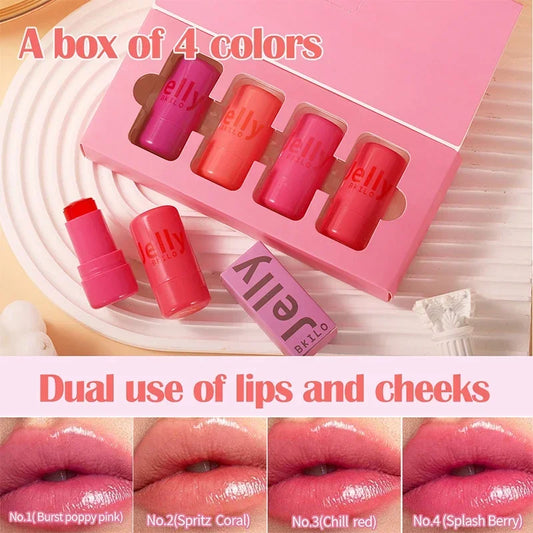 4-Piece Jelly Cheek Blush Tint Set – 3-in-1 Lip & Face Makeup Jelly Blush Tint Set Peaceful Pleasures Health and Wellness