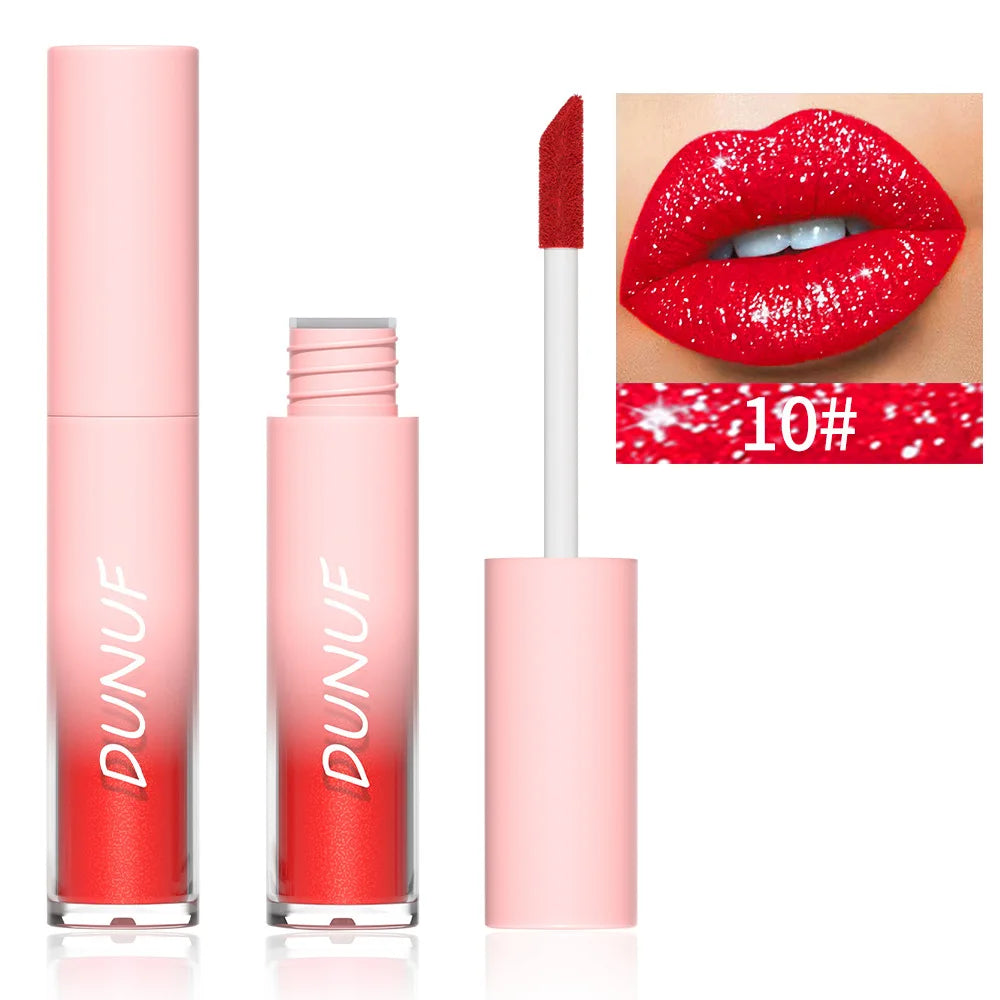 DUNUF Glitter Lip Gloss 18 Colors | Diamond Shimmer Liquid Lipstick