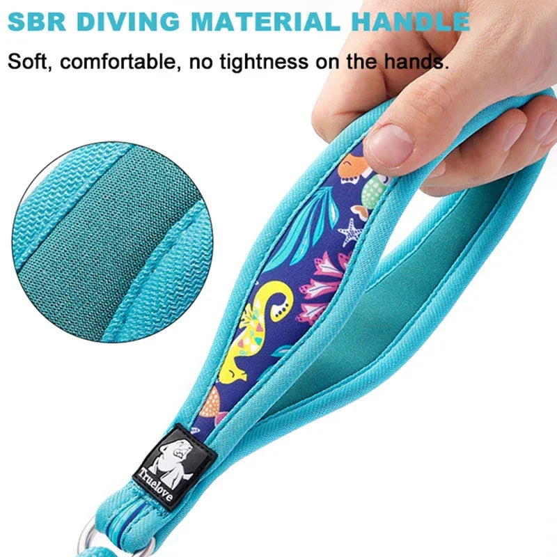 Truelove-Floral Printing Pet Leash Neoprene-Padded Handle Leash Small Medium Dog Safety Enjoyable Walking Experience TLL25761 Peaceful Pleasures Health and Wellness