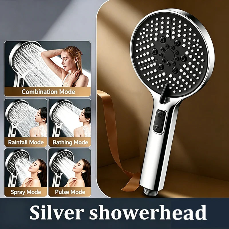 5-Mode High Pressure Handheld Shower Head | One-Key Stop
