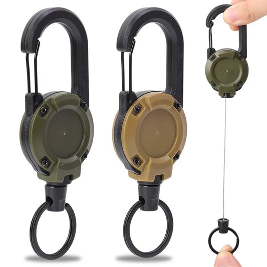 Retractable Tactical Keychain Clip | Anti-Loss Wire Rope Retractable Keychain Clip Peaceful Pleasures Health and Wellness