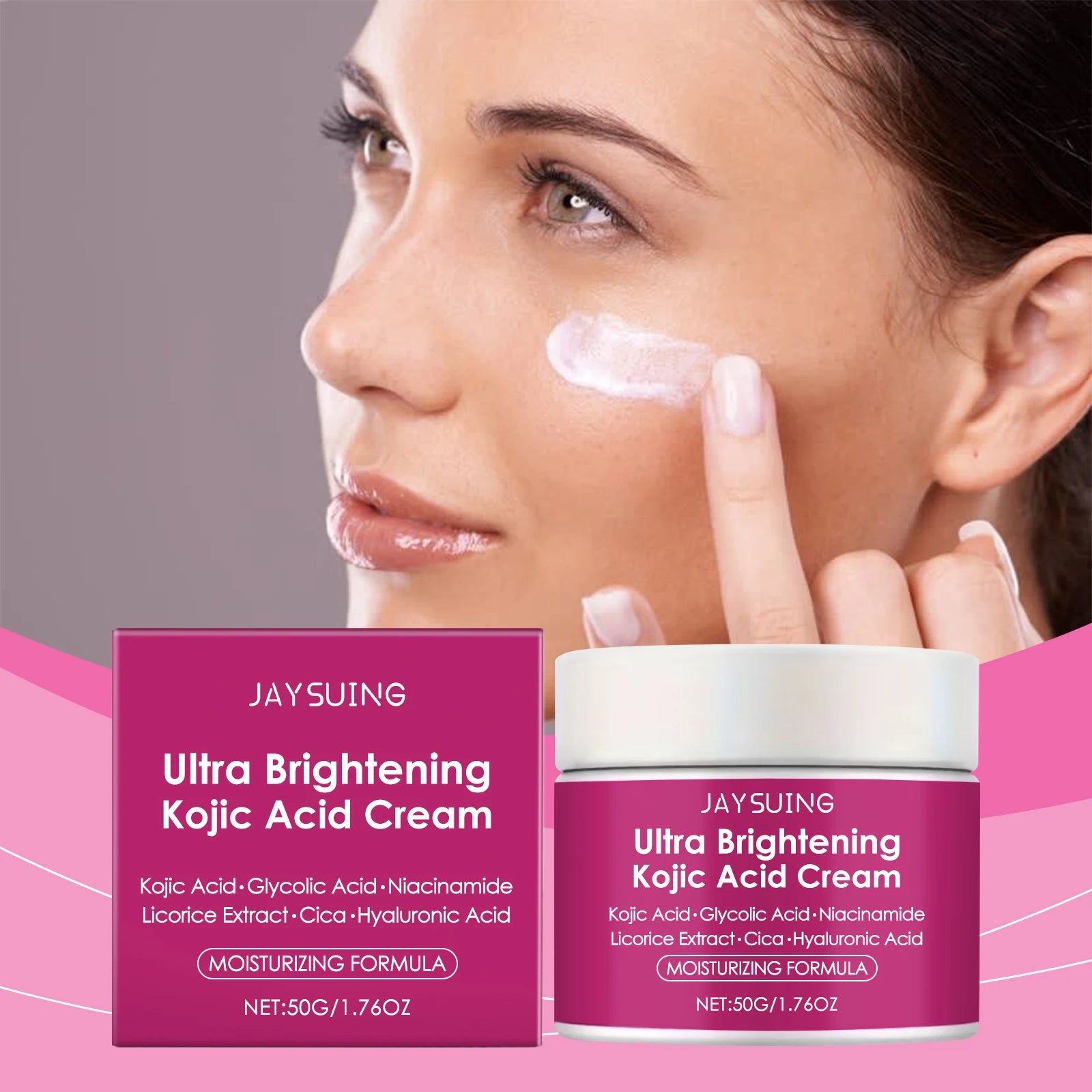 Kojic Acid Facial Cream Lighten Skin Tone Moisturizing Hydrating Smoothing Firm Face Reduce Dryness Discomfort Niacinamide Cream Peaceful Pleasures Health and Wellness