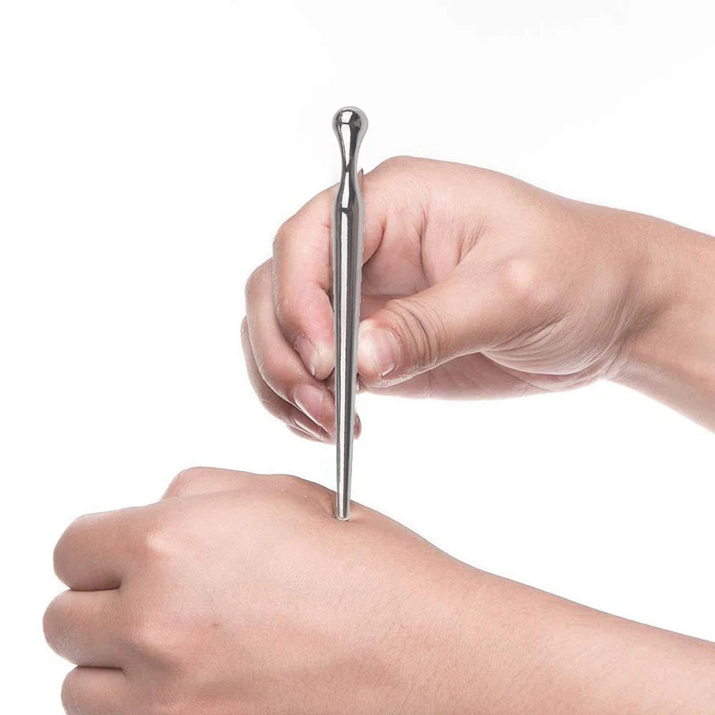 Acupuncture Pen Metal Manual Acupuncture Pen Trigger Point Massager Deep Tissue Massage Tool For Body Pain Relief Care Peaceful Pleasures Health and Wellness