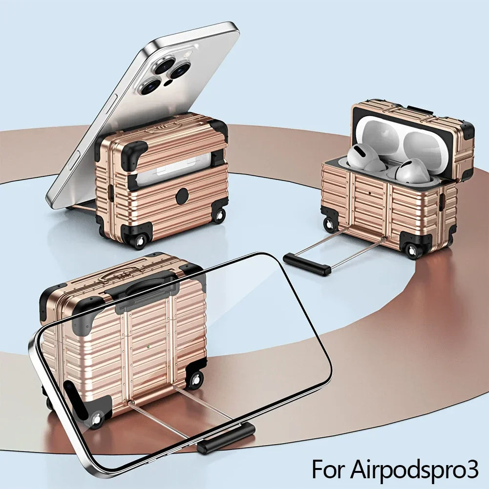 Mini Suitcase AirPods Case – Drop-Proof PC & TPU Cover