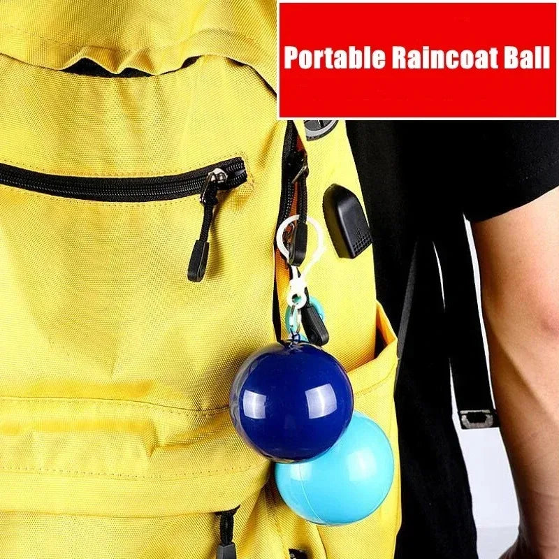 New Portable Disposable Raincoat Keychain Compression Ball Pocket Ball Outdoor Adult Travel Hangable Poncho Camping Gear Peaceful Pleasures Health and Wellness