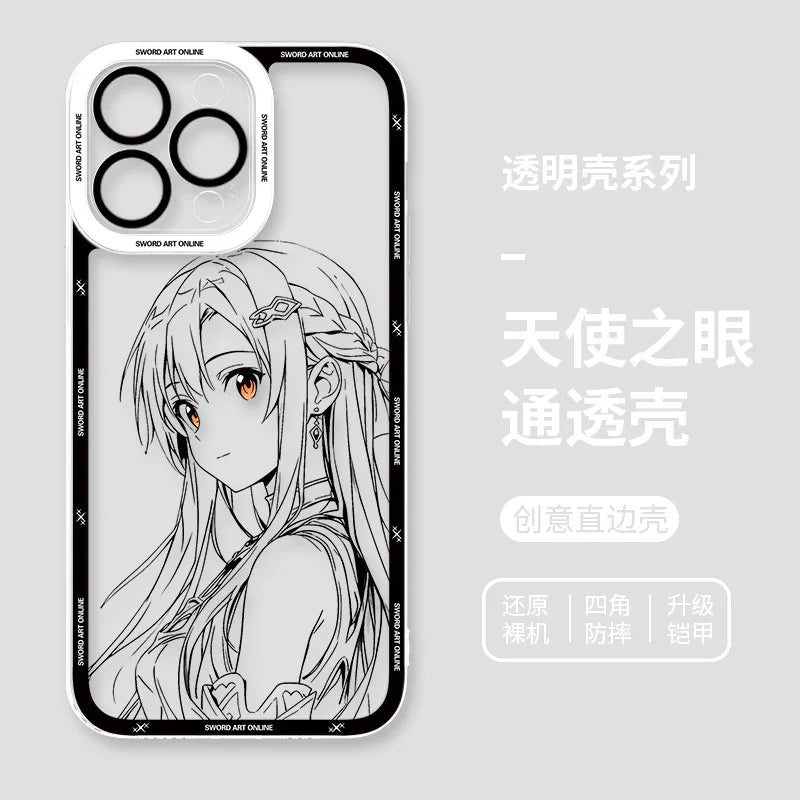 Japanese Anime Sword Art Online Phone Case for Iphone 17 16 15 14 13 12 11 Pro Max Plus Mini Air Asuna Kirito Phone Cover Peaceful Pleasures Health and Wellness