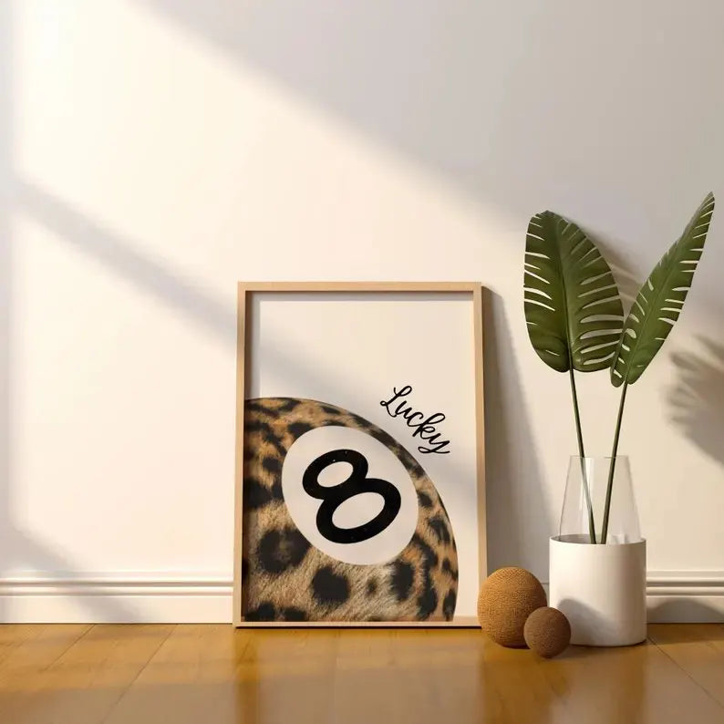 Leopard Print 8 Ball Y2K Canvas Wall Art | Bold Home Decor