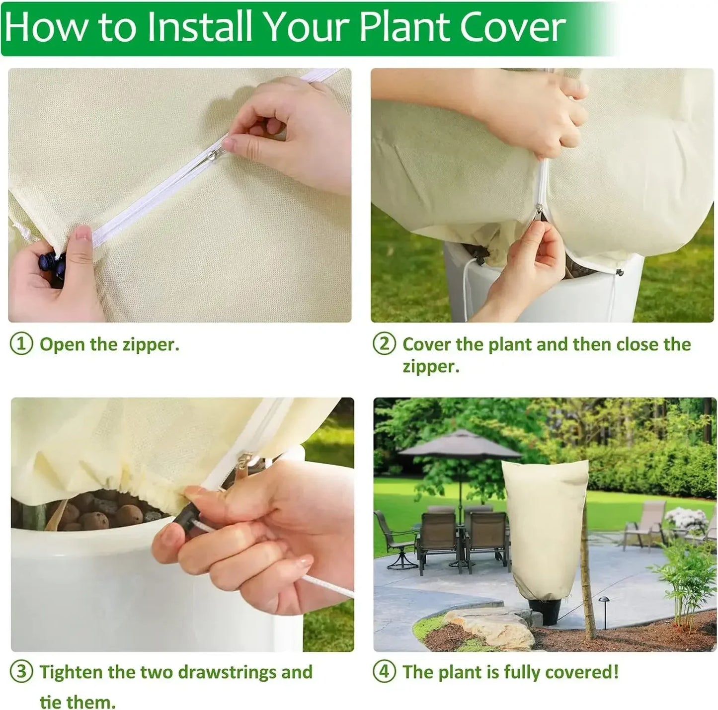 1pc 80*120cm Winter Protection Bag Against Freeze For Plant Cover Garden Plant With Zip Drawstring Breathable Peaceful Pleasures Health and Wellness