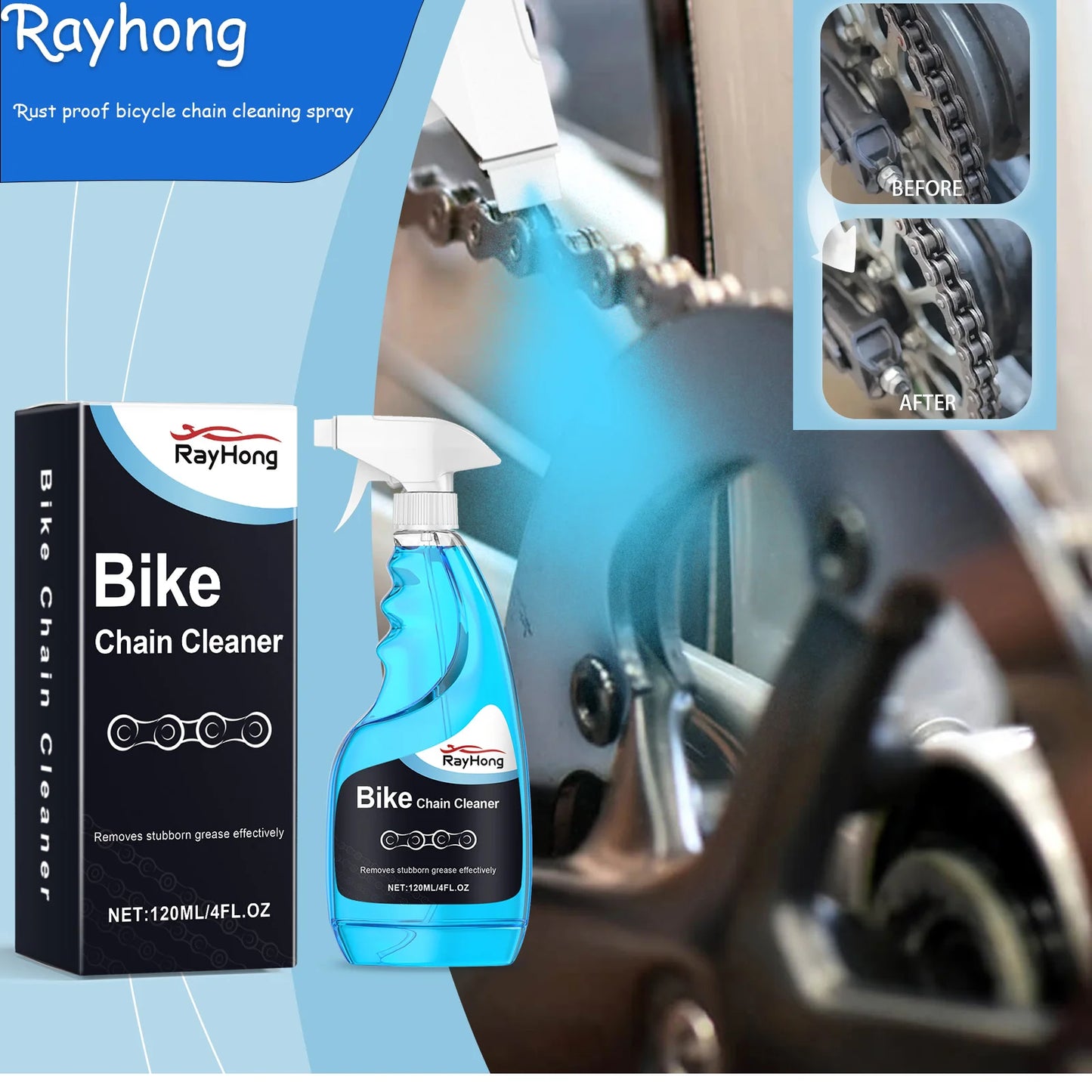 RayHong 120ml Anti-Rust Spray – Bike Chain & Car Rust Remover