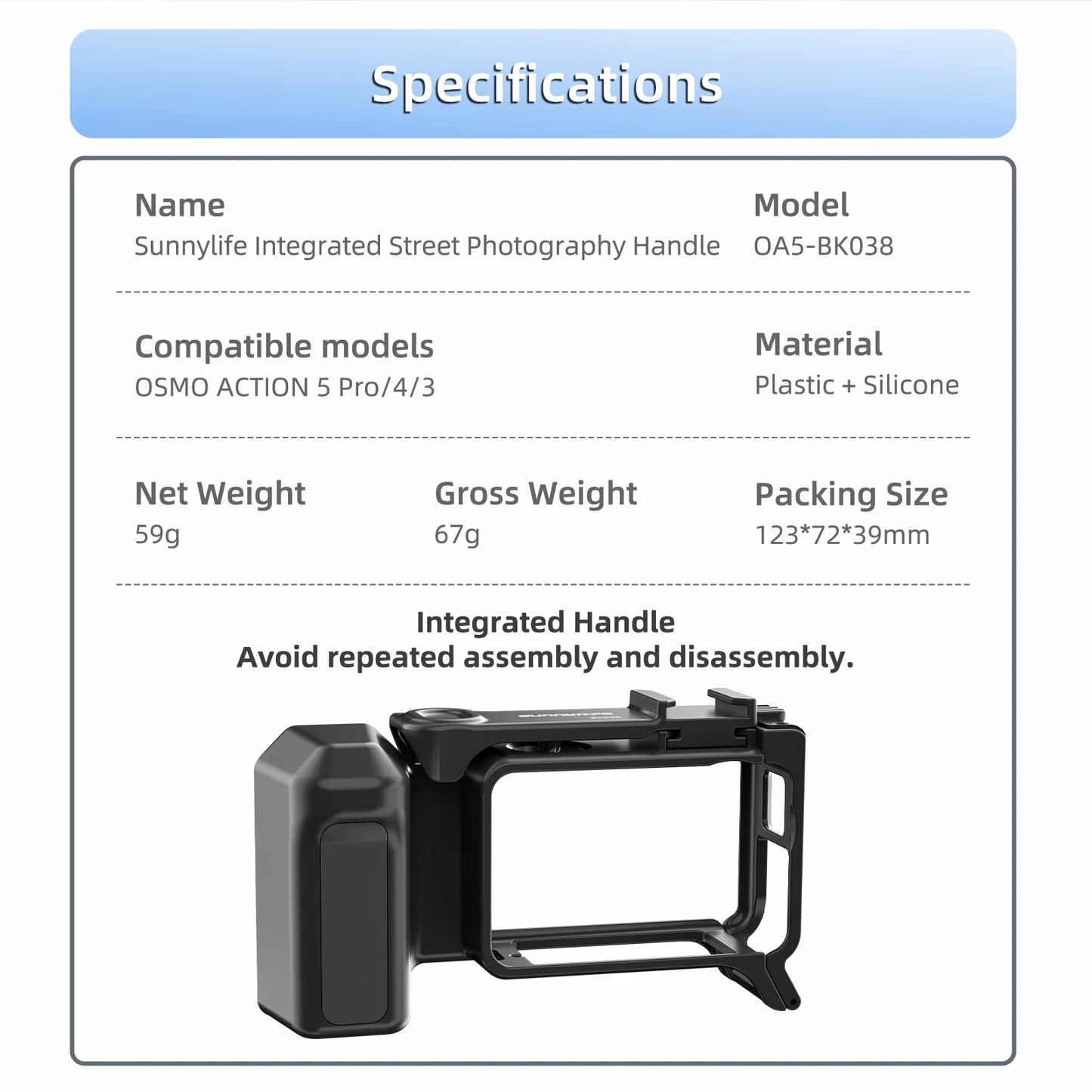 Finger Placement With Ergonomic Design For DJI Action 5 Pro/4/3 Street Shot Handle Frame Protective Case Wider Peaceful Pleasures Health and Wellness