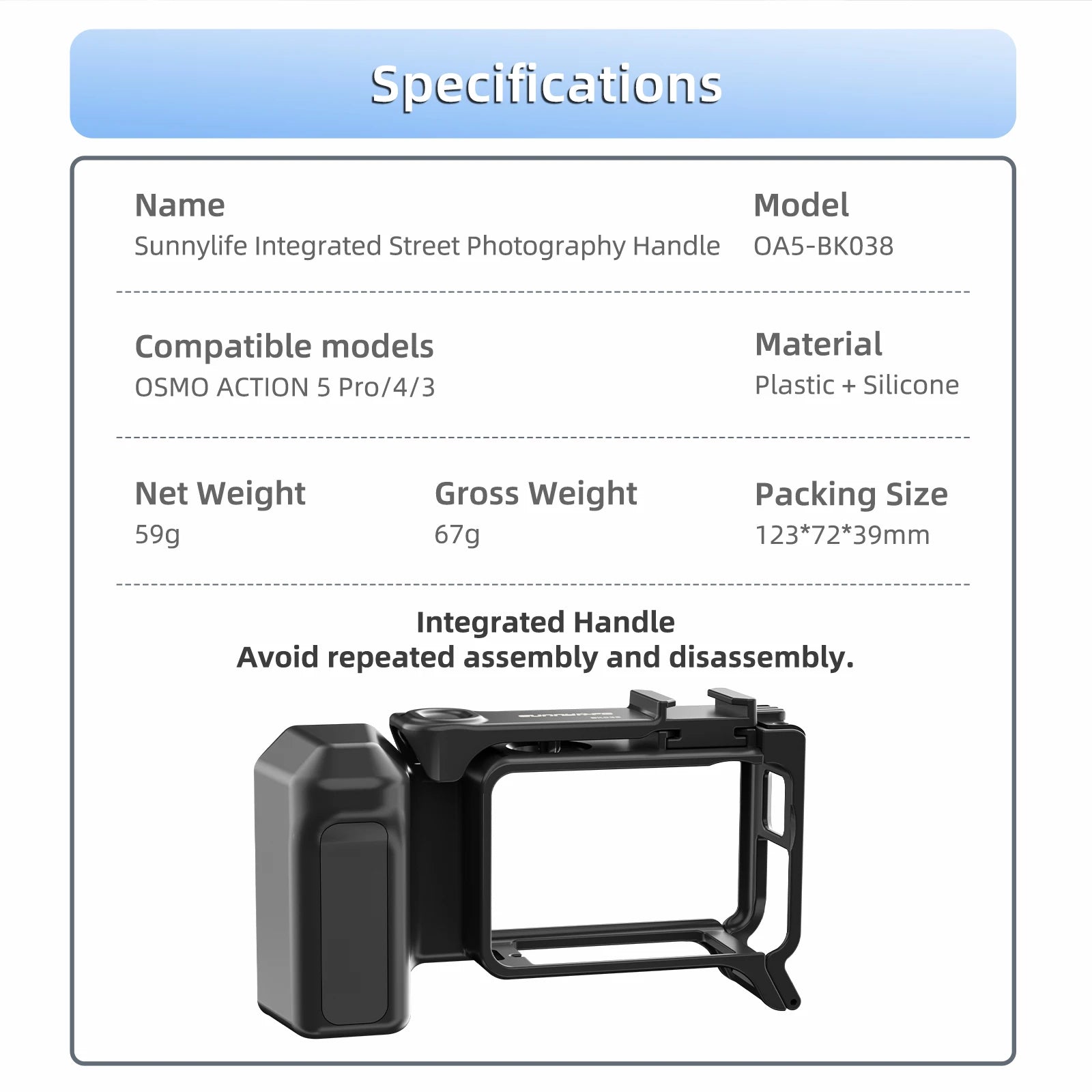 Finger Placement With Ergonomic Design For DJI Action 5 Pro/4/3 Street Shot Handle Frame Protective Case Wider Peaceful Pleasures Health and Wellness
