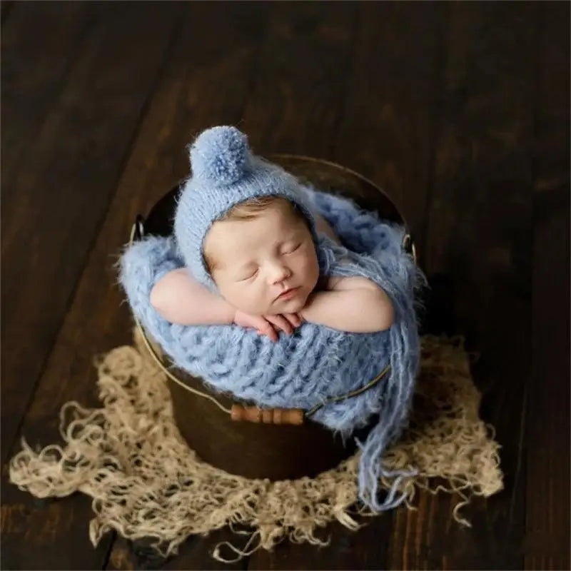 Newborn Photography Props – Mohair Hat & Wrap Blanket Set