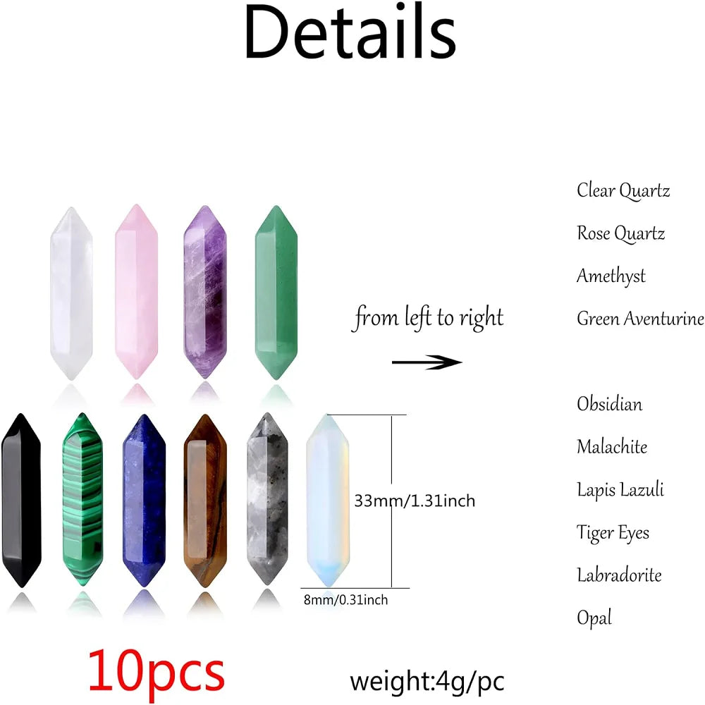 10-Piece Healing Crystals Set | Amethyst, Rose Quartz & Reiki