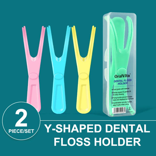 1/2Pcs Reusable Pick Holder Y Shape Plastic Dental Floss Rack Teeth Clean Care Tool Without Dental Floss Oral Hygiene Toothpick Peaceful Pleasures Health and Wellness