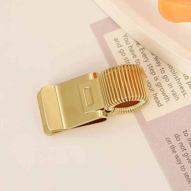 Metal Spring Pen Clip – Gold Retro Notebook Pen Holder