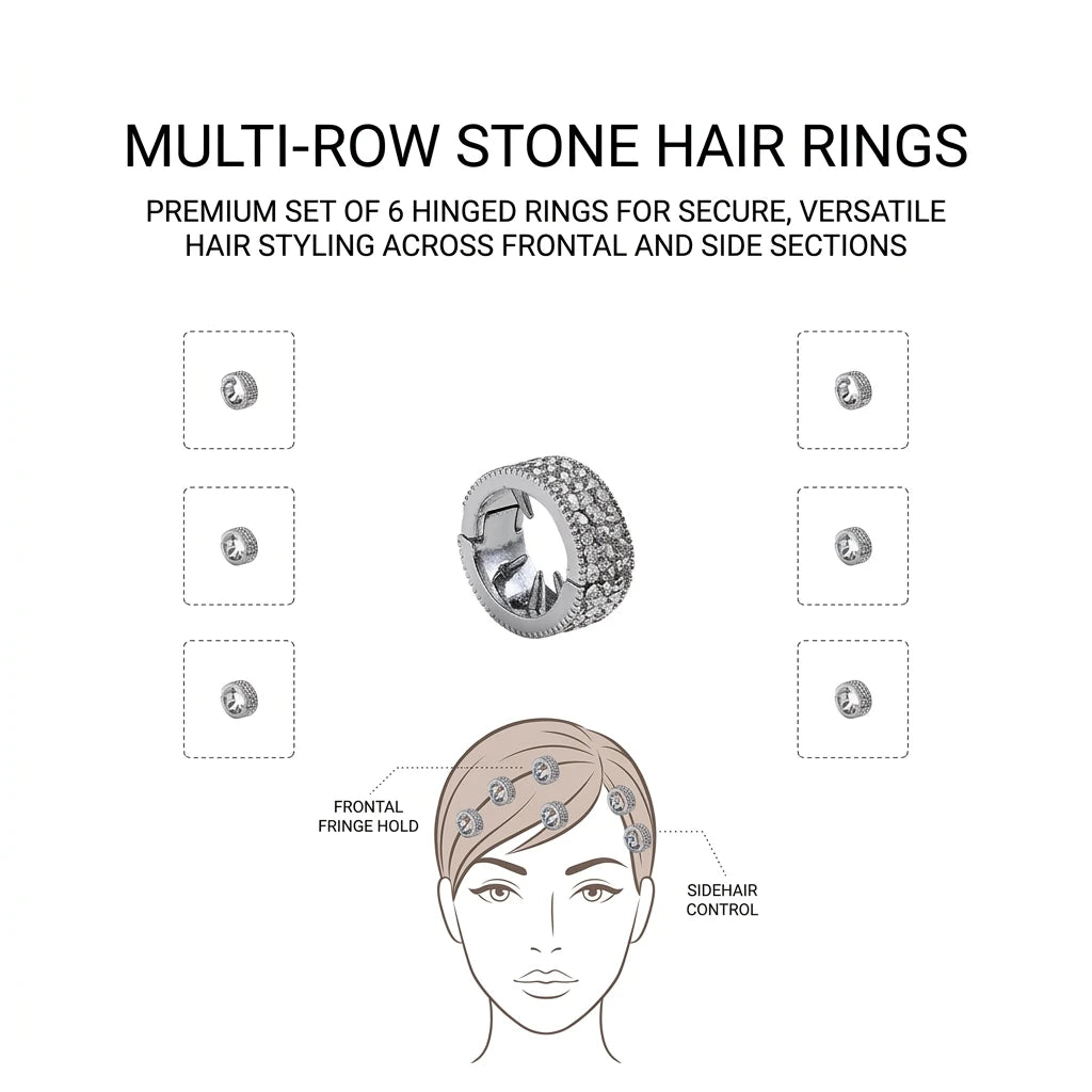 6Pcs Alloy Rhinestone Hair Clips Three Row Design For Bangs And Side Hair Peaceful Pleasures Health and Wellness