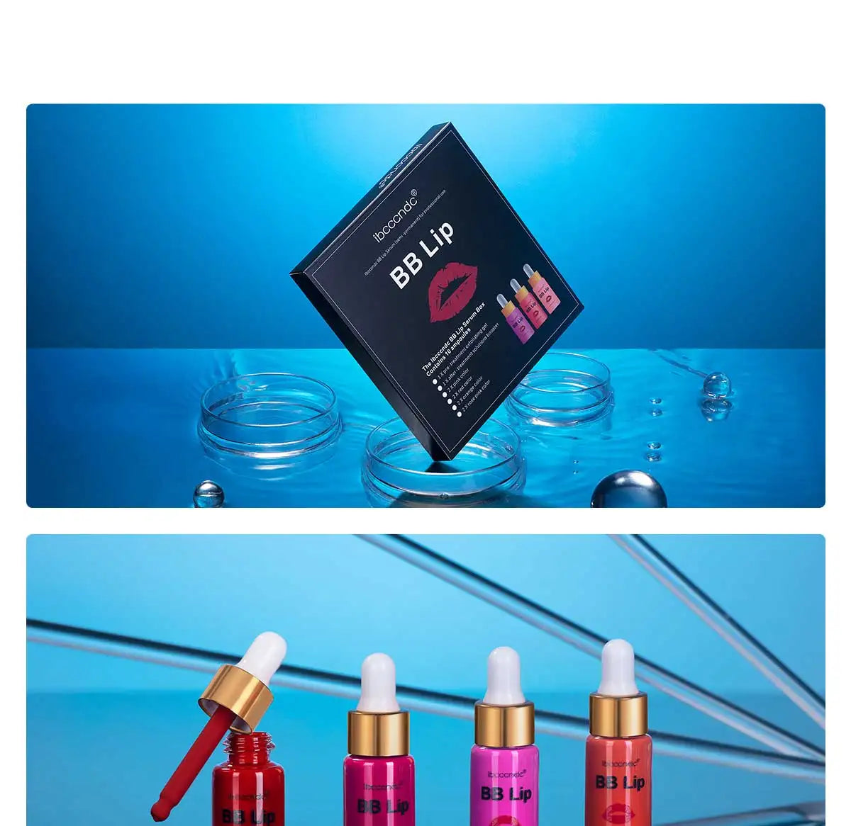 BB Lips Ampoule Serum Starter Set – Semi-Permanent Tinted Lip Gloss Lip Serum Kit Oasis Select