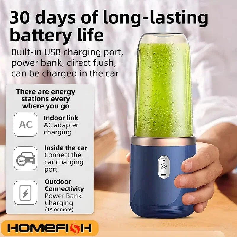 Portable USB Juicer Blender 400ml – Compact Smoothie Maker