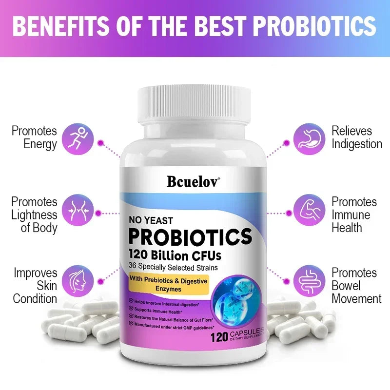 Probiotics 120 Billion CFU 36 Strains Contains Prebiotics and Digestive Enzymes for Digestion and Immune Support Vegan, Non-GMO Peaceful Pleasures Health and Wellness