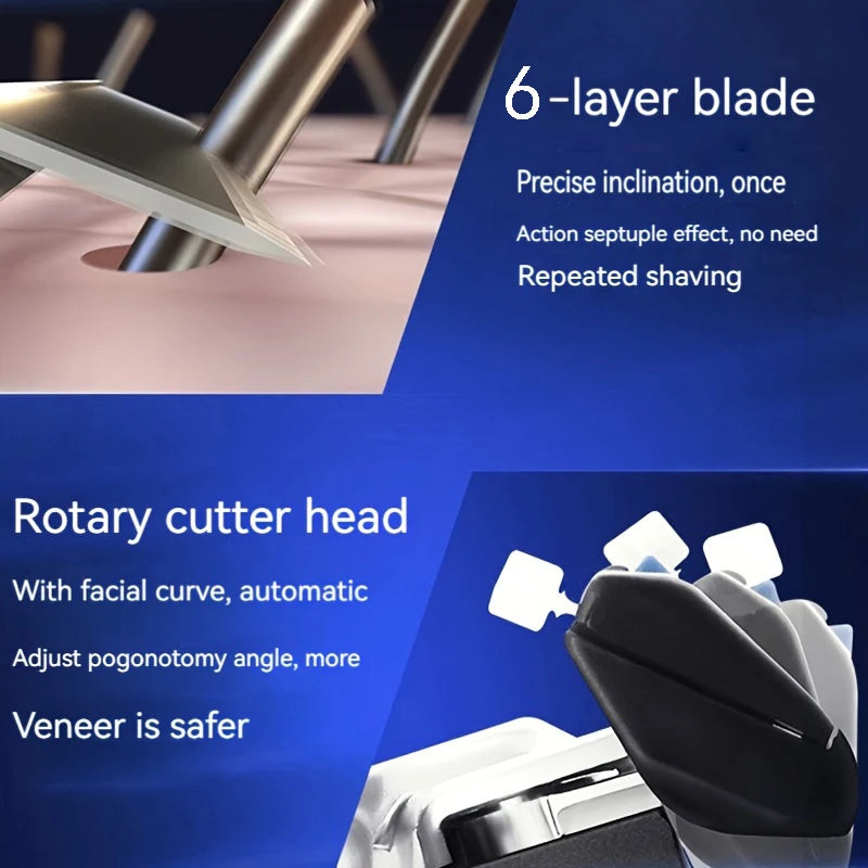 Classic 6-Blade Manual Safety Razor for Men | 1 Handle + 3 Blades