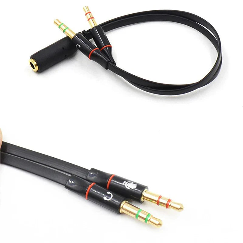 3.5mm TRRS Headset Splitter Adapter – Audio & Mic to 2 Male
