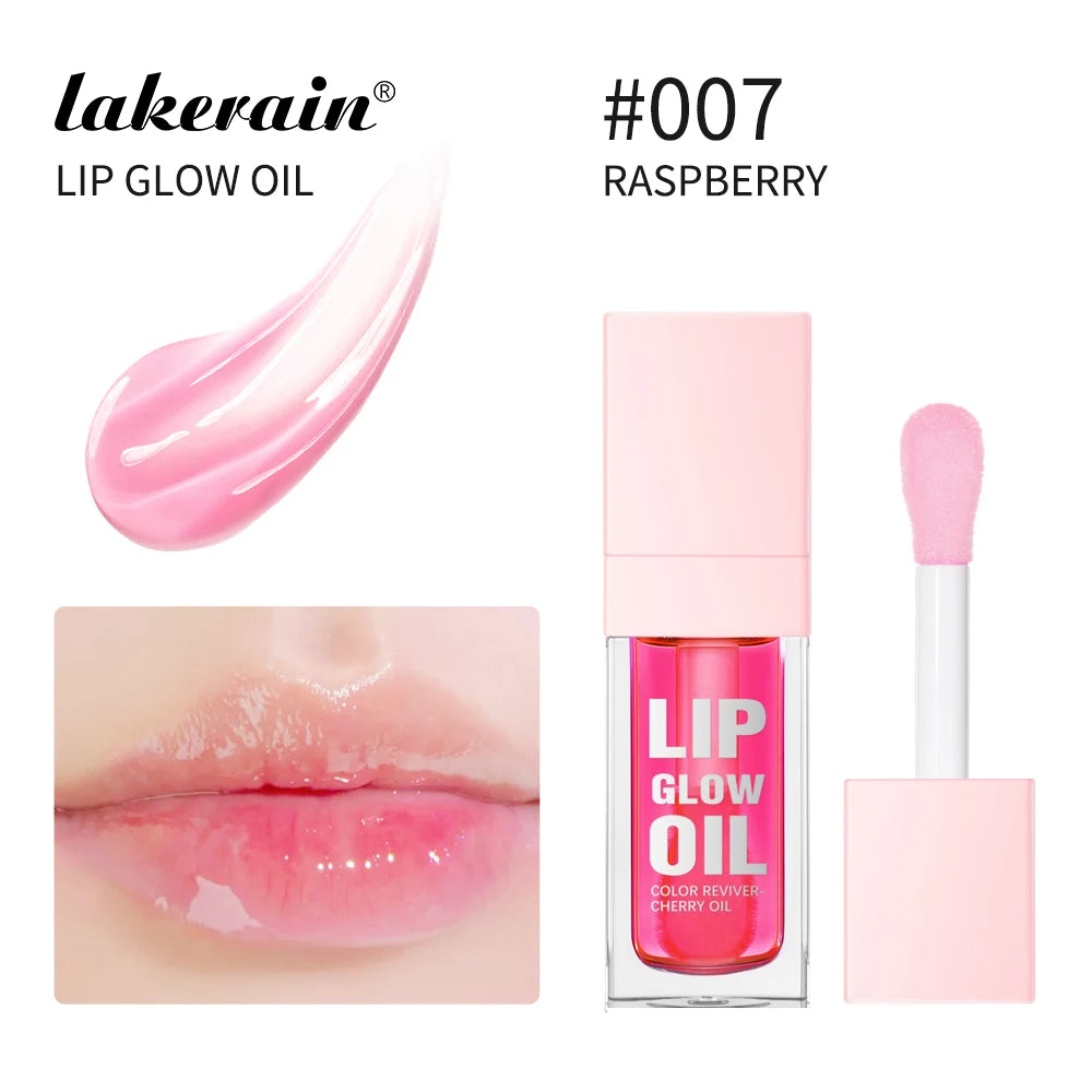 Crystal Lip Glow Oil Cherry Pink Lips Plumper Gloss Hydrating Plumping Lips Coat Tinted Lip Plumper Serum Lips Glow Oil Makeup Peaceful Pleasures Health and Wellness 007 RASPBERRY