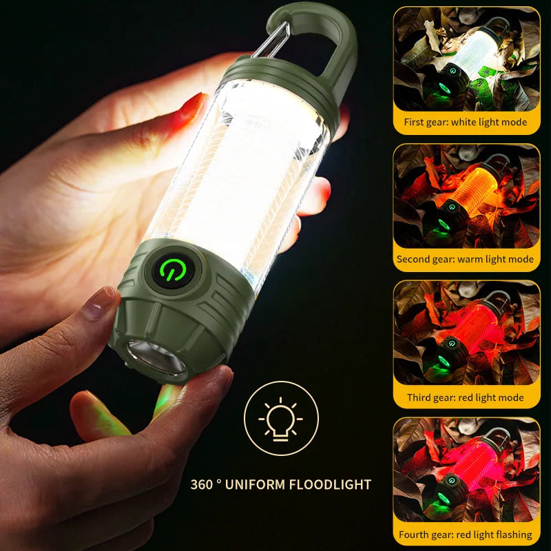 Portable Multi-Mode Camping Flashlight with Hook | 6 Modes