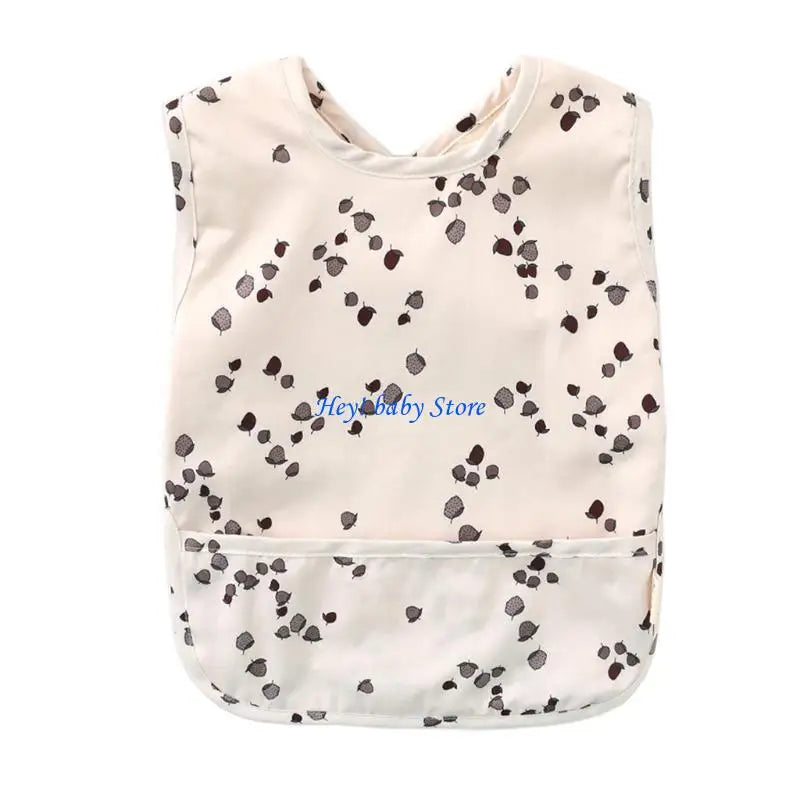 Baby Waterproof Feeding Bib with Pocket | Sleeveless Smock 0–18M