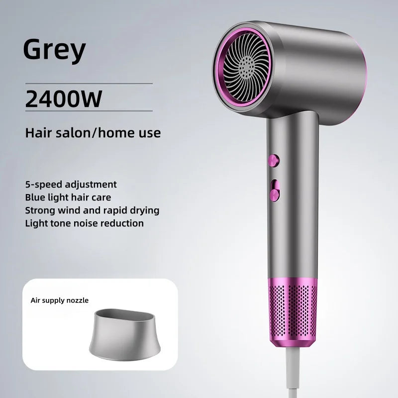 Manufacturer's Direct Selling High-Speed Hair Dryer 2400w High-Power Negative Ion Blue Light Hair Care Home Hair Salon Hair Drye Peaceful Pleasures Health and Wellness N-Grey-1 EU