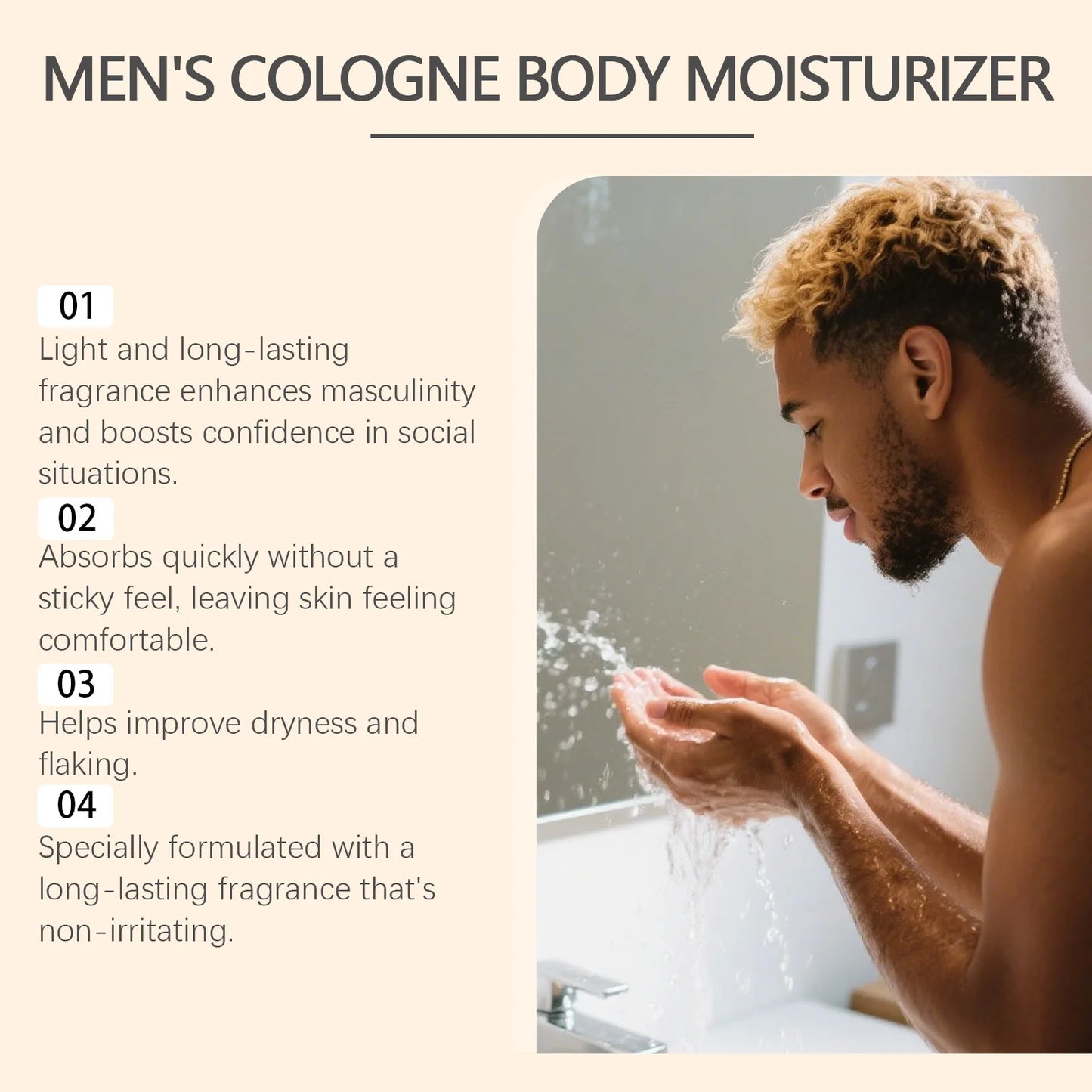 Men's Scented Body Lotion Sandalwood Extract Improves Skin Elasticity Radiance Non Greasy Fast Absorption For Dry Skin Peaceful Pleasures Health and Wellness