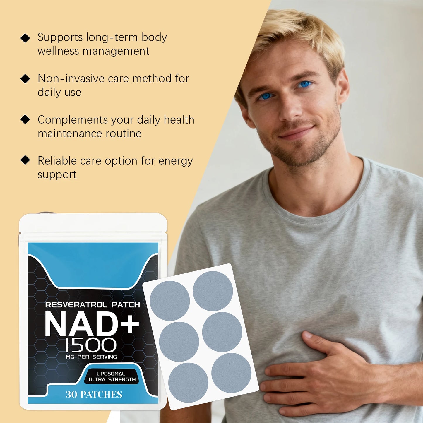 NAD+ Body Care Patch – Skin-Friendly Vitality Patch, 30 Pcs