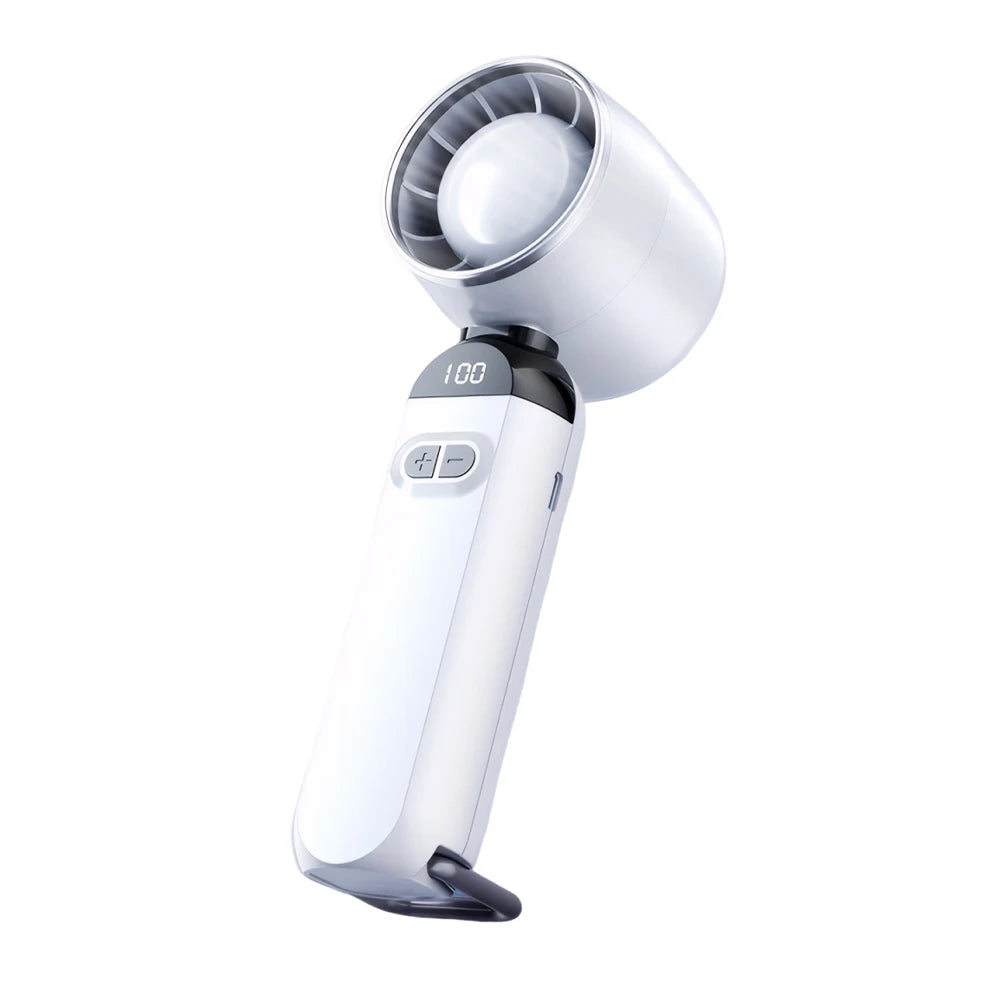 Portable High Speed Cooling Handheld Fan 3000mAh Rechargeable 100 Wind Speeds Adjustable Mini Foldable Air Cooling Turbo Fan ﻿ Peaceful Pleasures Health and Wellness White 100V-240V EU Plug