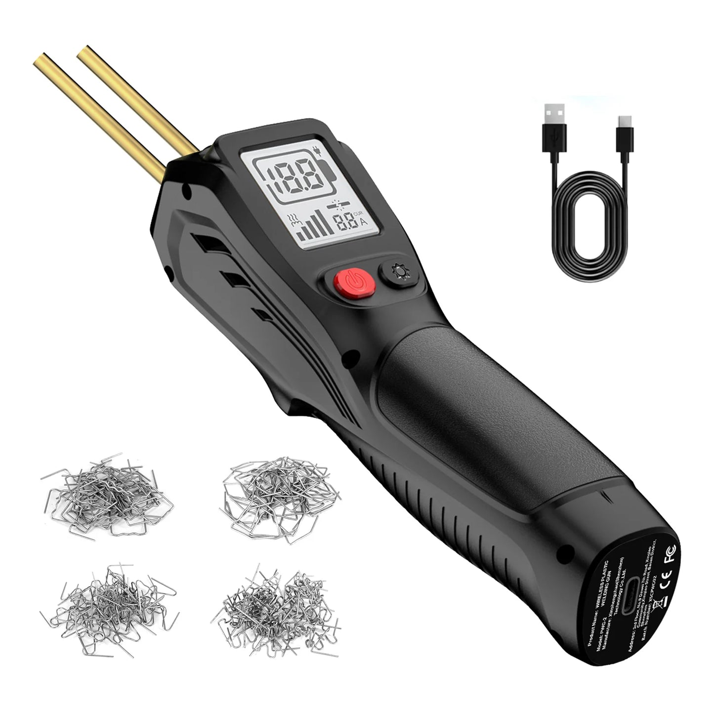 500W Wireless Plastic Welding Gun with LCD Hot Stapler Plastic Repair for Car Motorcycle DIY, USB Charging Handheld Welder Tool Peaceful Pleasures Health and Wellness Black