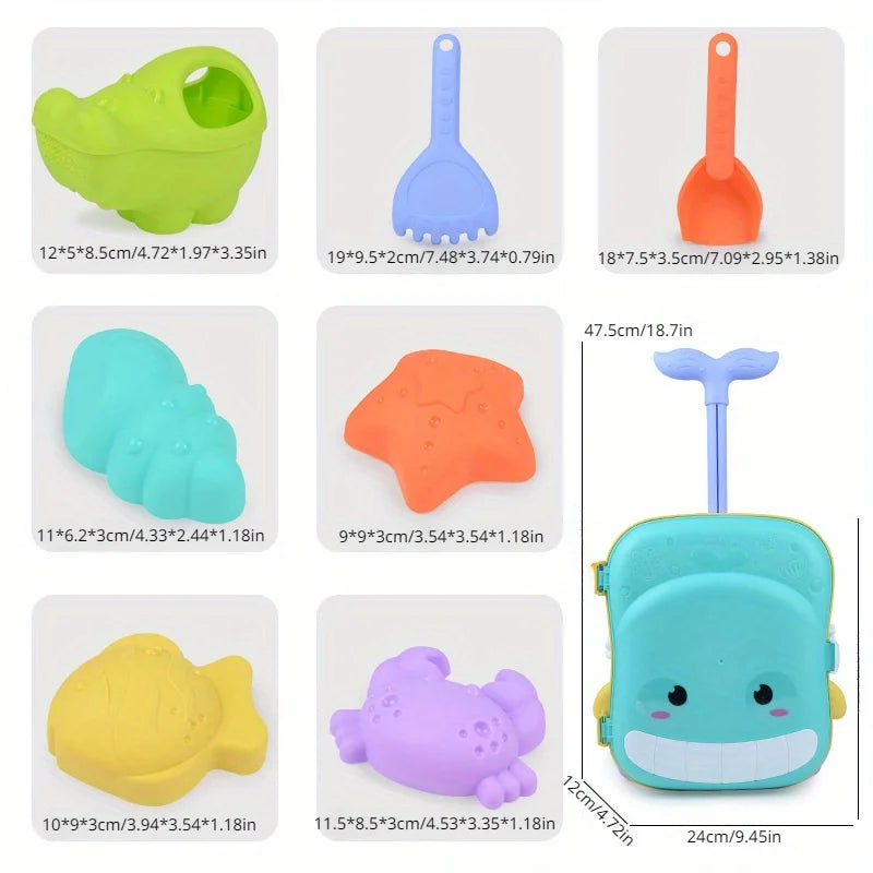 Beach Sand Toys Set for Toddlers | Animal Molds & Whale Case