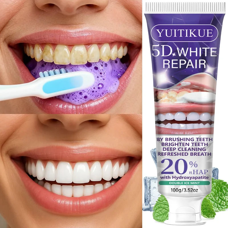 5D White Repair Toothpaste 100g | 20% Hydroxyapatite Whitening Whitening Toothpaste Peaceful Pleasures Health and Wellness