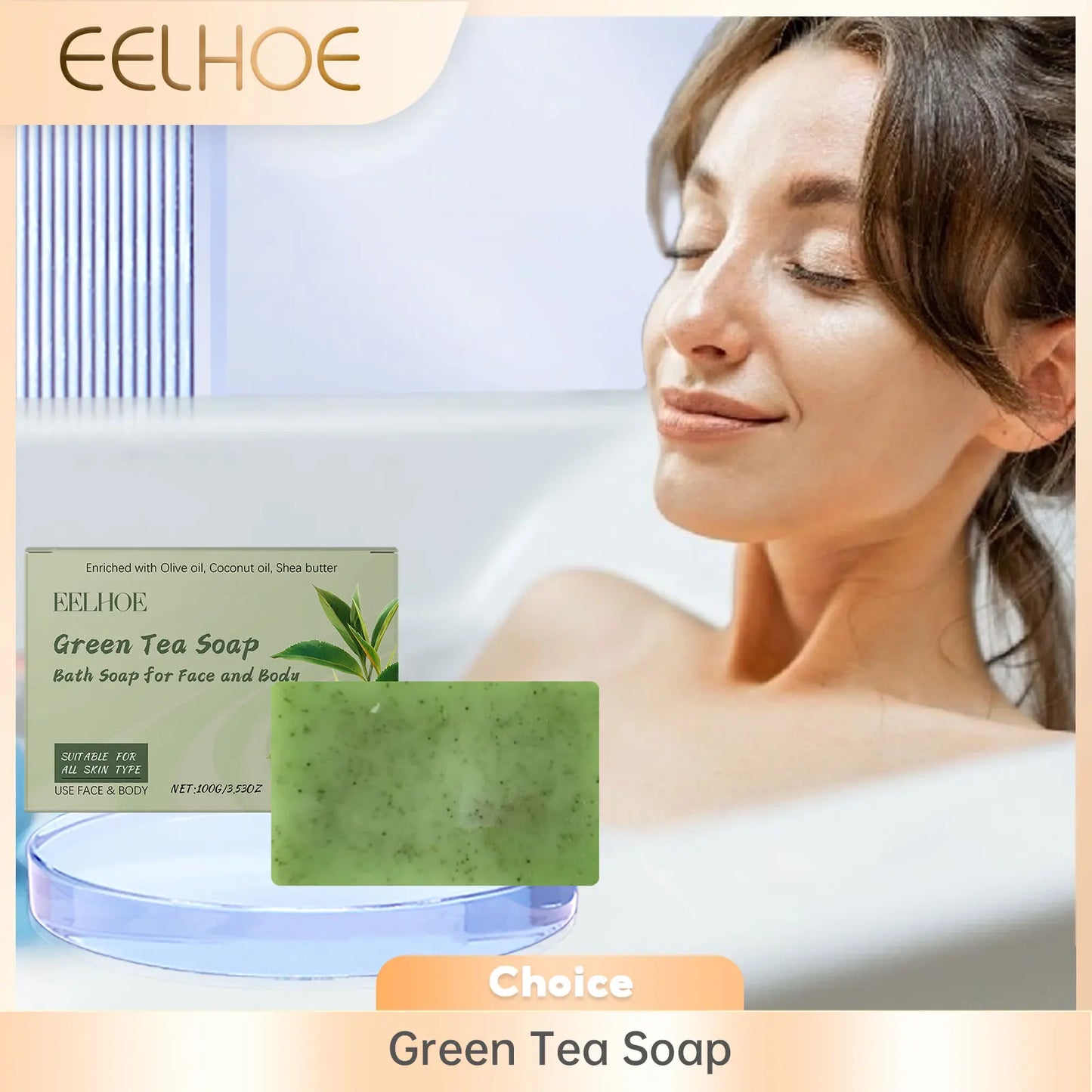 EELHOE Green Tea Bar Soap – Oil Control, Deep Cleanse & Anti-Acne