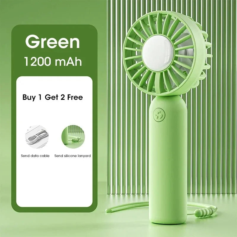 Portable Mini Handheld Fan USB Rechargeable 3 Speed Adjustable for Outdoor Camping Beach Office Summer Use Peaceful Pleasures Health and Wellness Green
