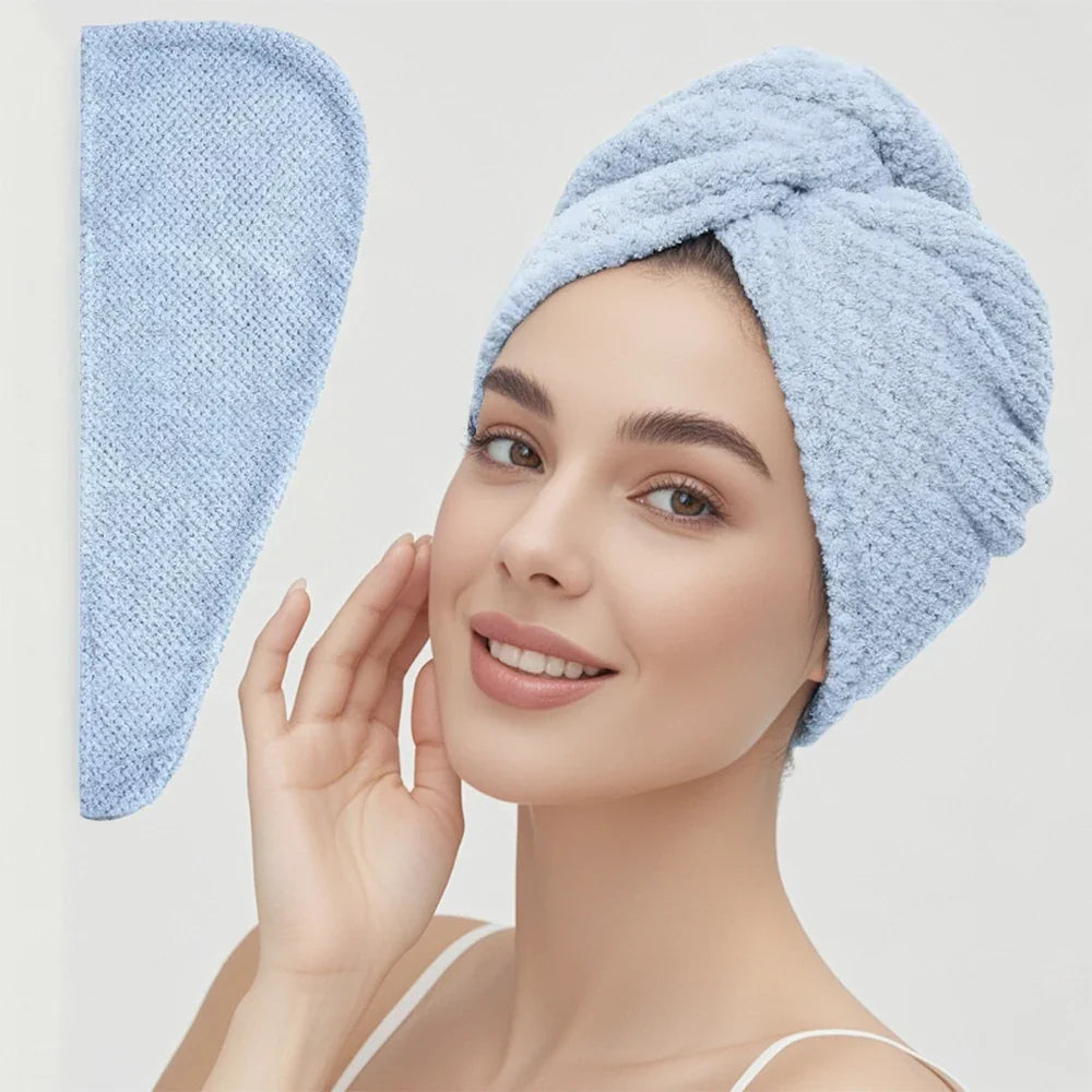 Absorbent Hair Towel Wrap with Button Closure – 9.8"×25.5"