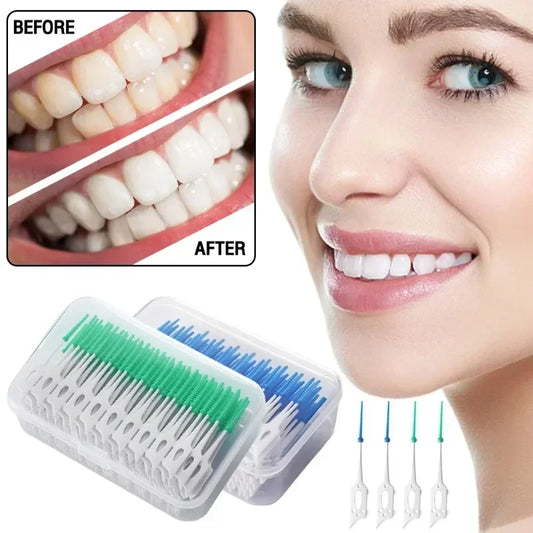Interdental Silicone Brushes 40 Units Dental Toothpicks Brush Between Teeth Silicone Toothpicks with Thread Oral Cleaning Tools Peaceful Pleasures Health and Wellness