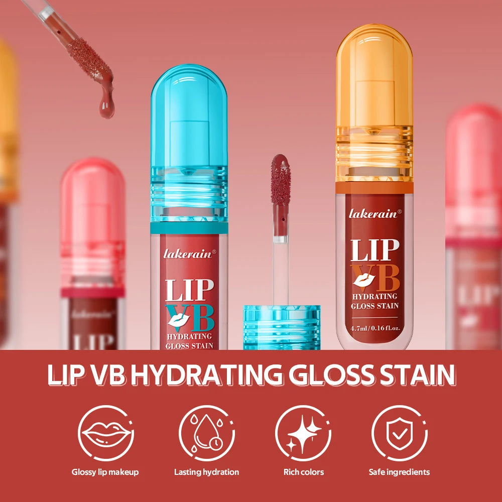 Lip Stain Vb Hydrating Gloss Stain 12HR Hydration Long-Lasting Moisturize Nourish Lips Hydra Honey Instant Glossy Wetness Makeup Peaceful Pleasures Health and Wellness