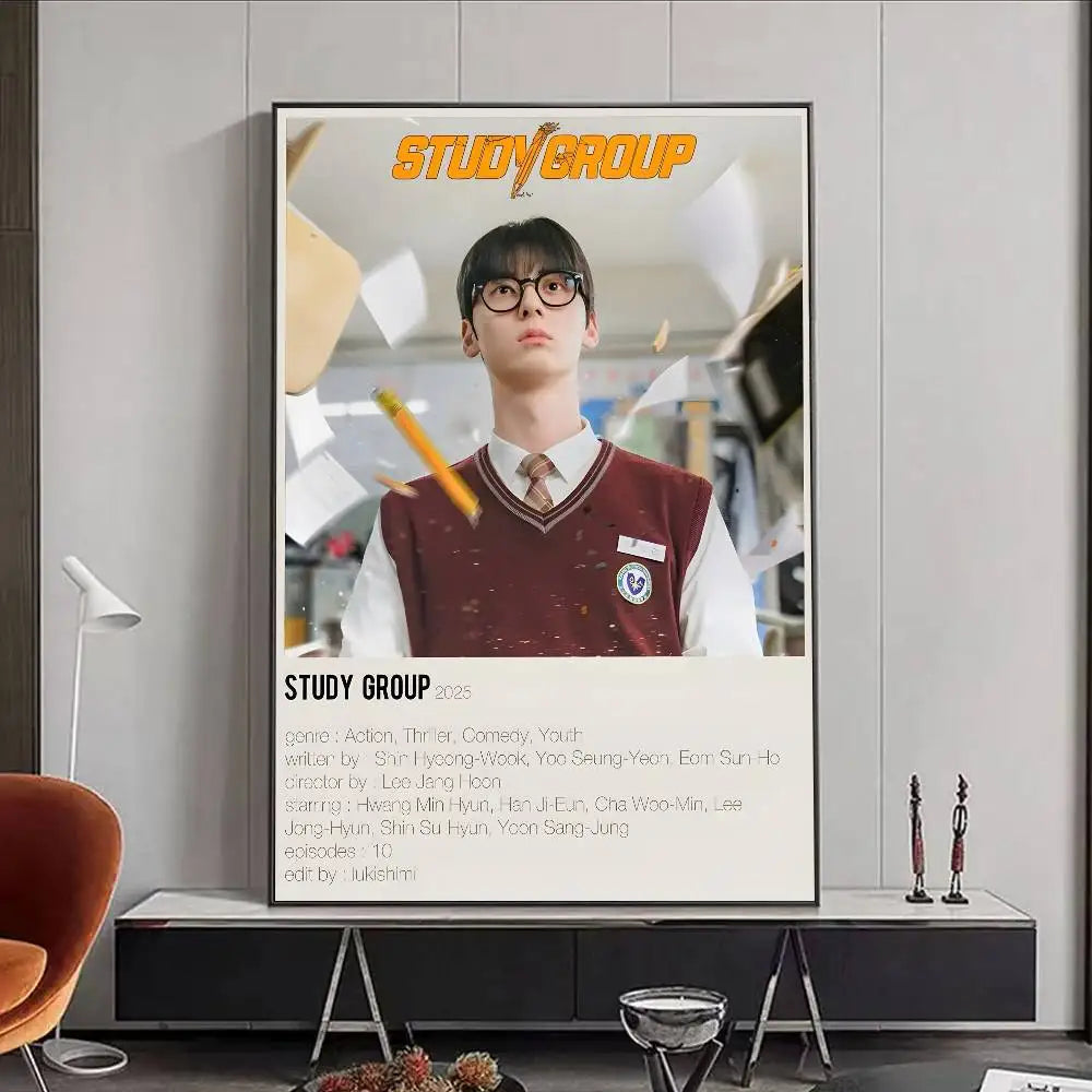 Hot Kdrama S-Study group Poster HD art poster for home living room bar office decoration sticky waterproof Peaceful Pleasures Health and Wellness